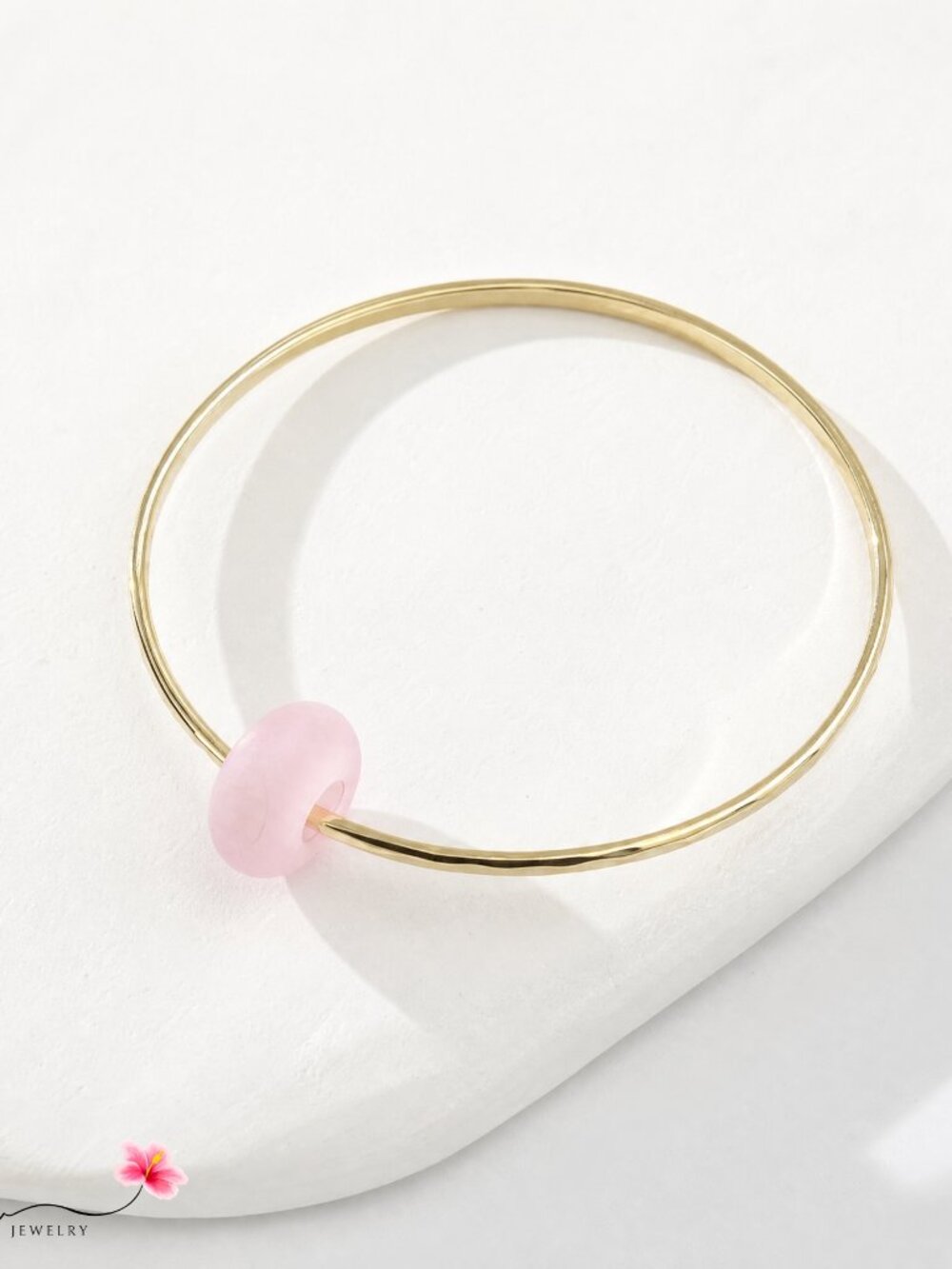 Pink Sea Glass Bangle Bracelet